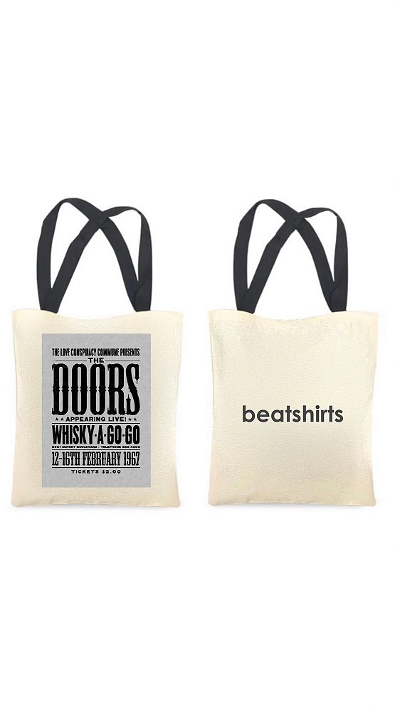 Ecobag com alça preta - 100% algodão - 30cmx40cm - THE DOORS