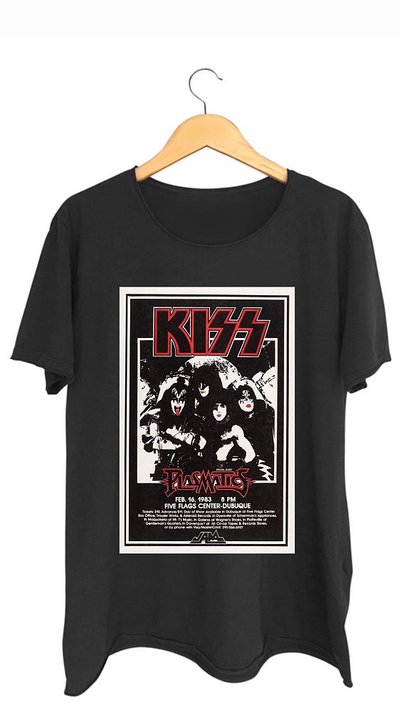 Camiseta KISS - 100% algodão corte a fio preta