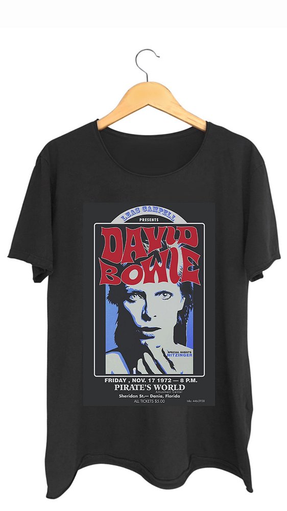 Camiseta BOWIE I - 100% algodão corte a fio preta