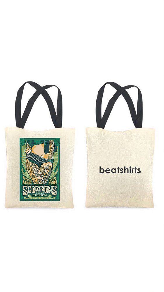 Ecobag com alça preta - 100% algodão - 30cmx40cm - SCORPIONS