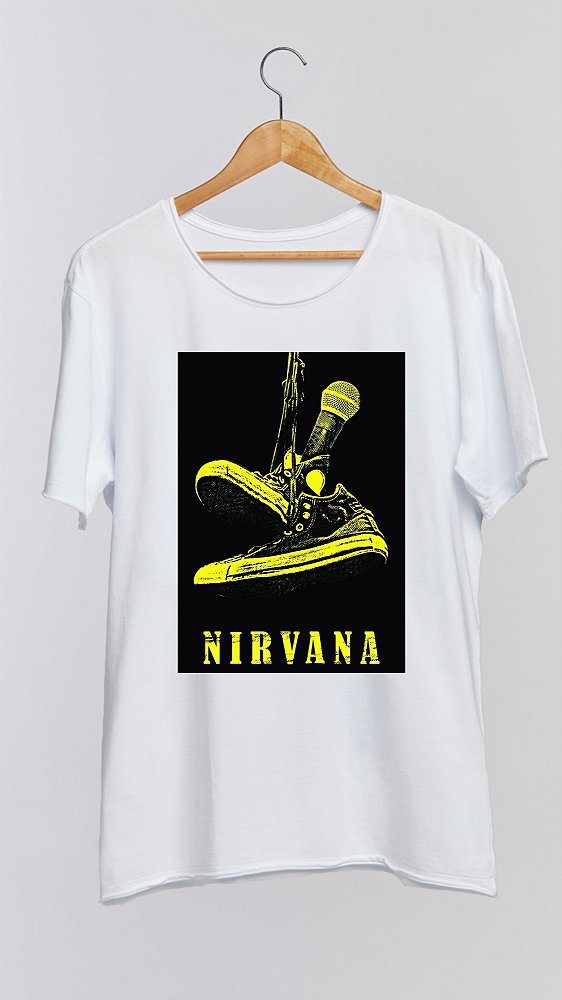 Camiseta NIRVANA I - 100% algodão corte a fio branca