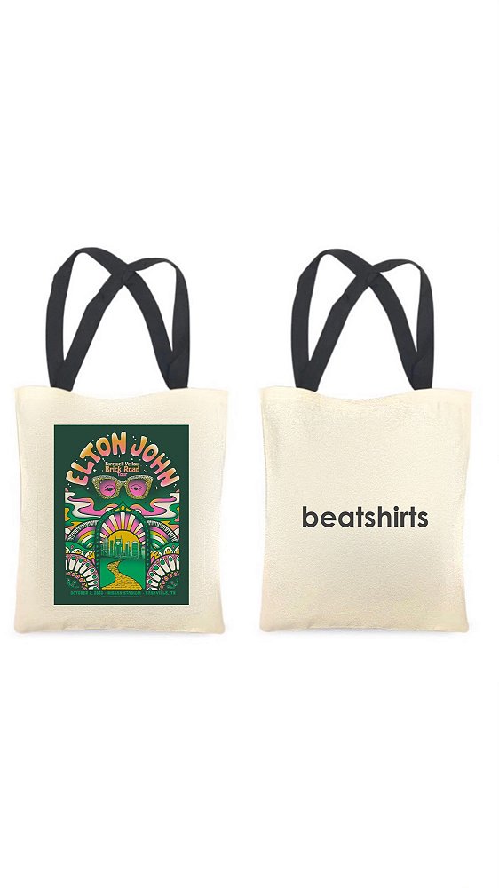 Ecobag com alça preta - 100% algodão - 30cmx40cm - ELTON JOHN