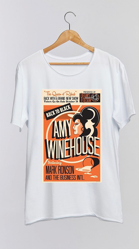 Camiseta AMY WINEHOUSE - 100% algodão corte a fio branca
