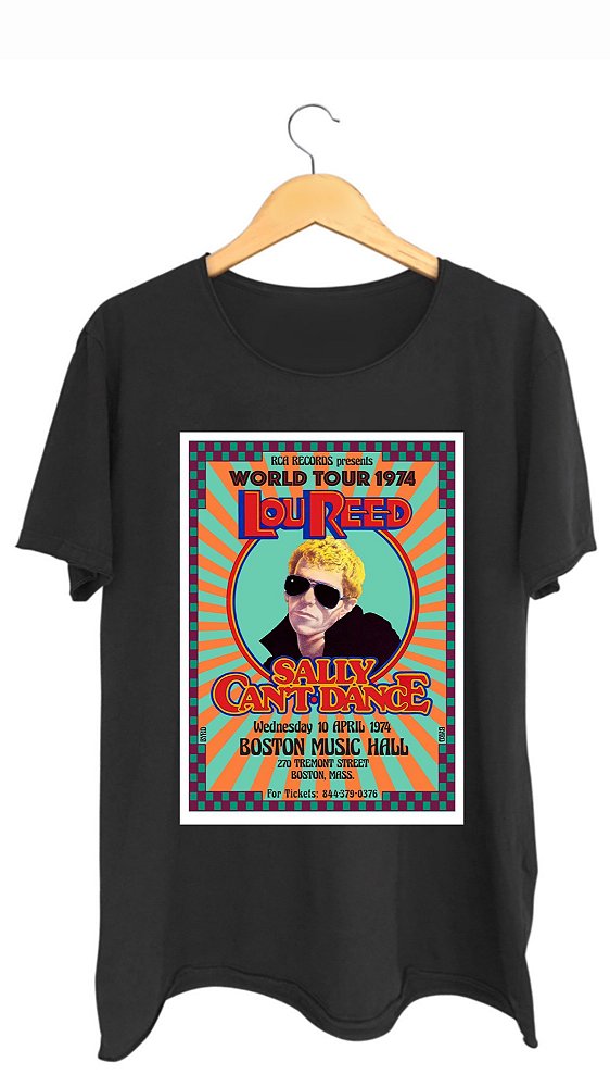 Camiseta LOU REED - 100% algodão corte a fio preta