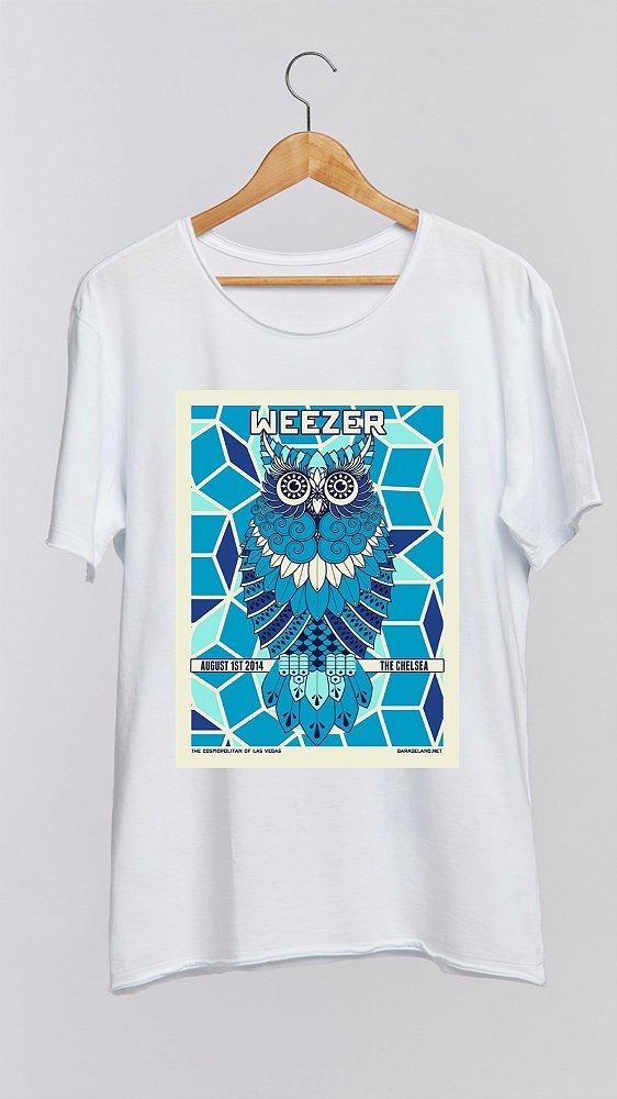 Camiseta WEEZER - 100% algodão corte a fio branca
