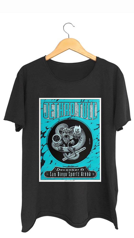 Camiseta JETHRO TULL - 100% algodão corte a fio preta