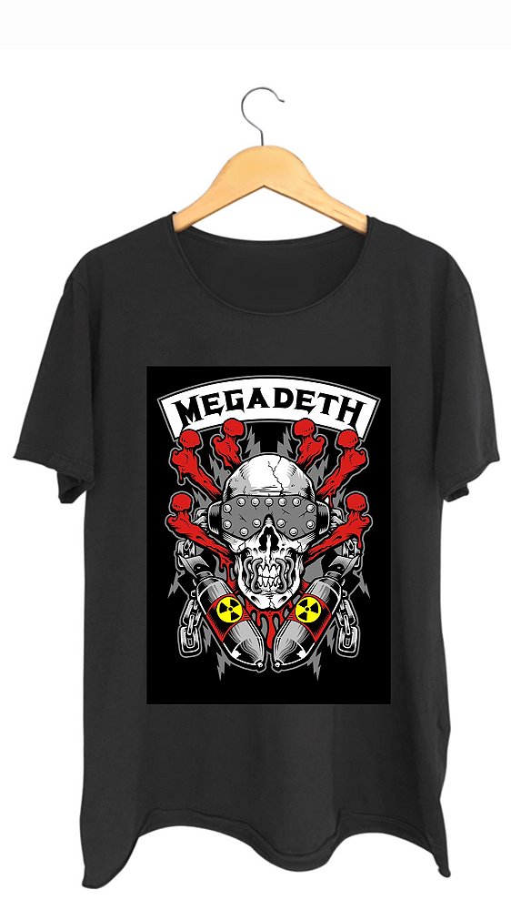 Camiseta MEGADETH - 100% algodão corte a fio preta