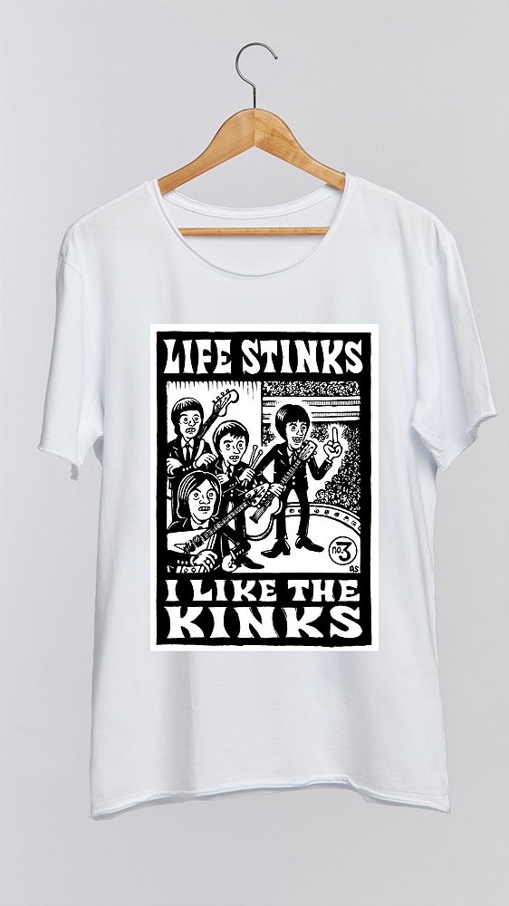 Camiseta THE KINKS - 100% algodão corte a fio branca