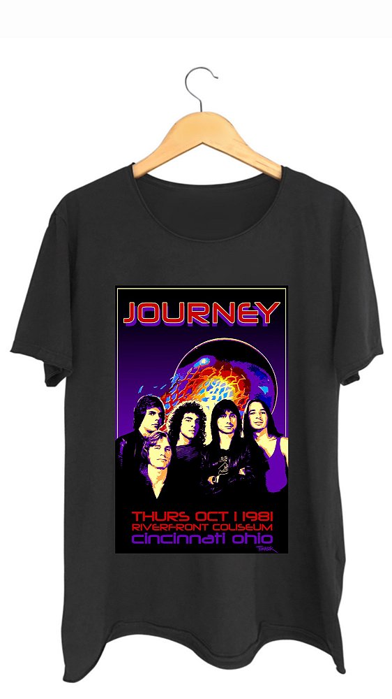 Camiseta JOURNEY - 100% algodão corte a fio preta