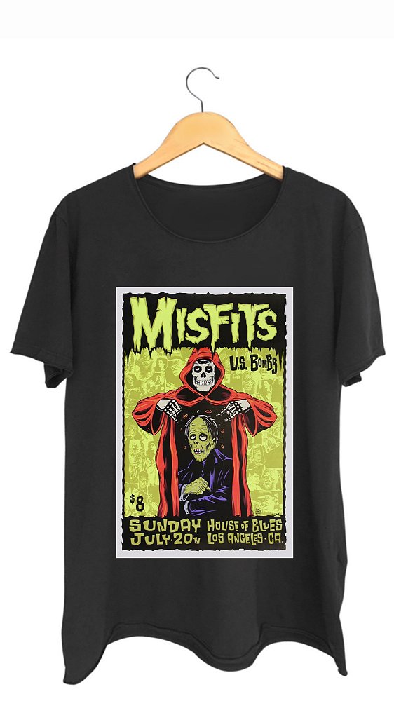 Camiseta MISFITS - 100% algodão corte a fio preta