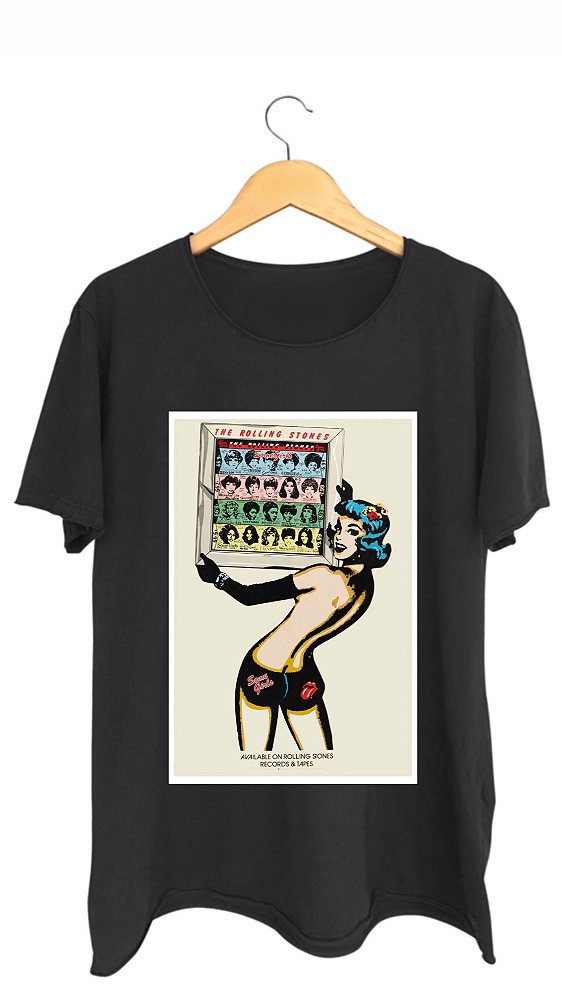 Camiseta THE ROLLING STONES - 100% algodão corte a fio preta