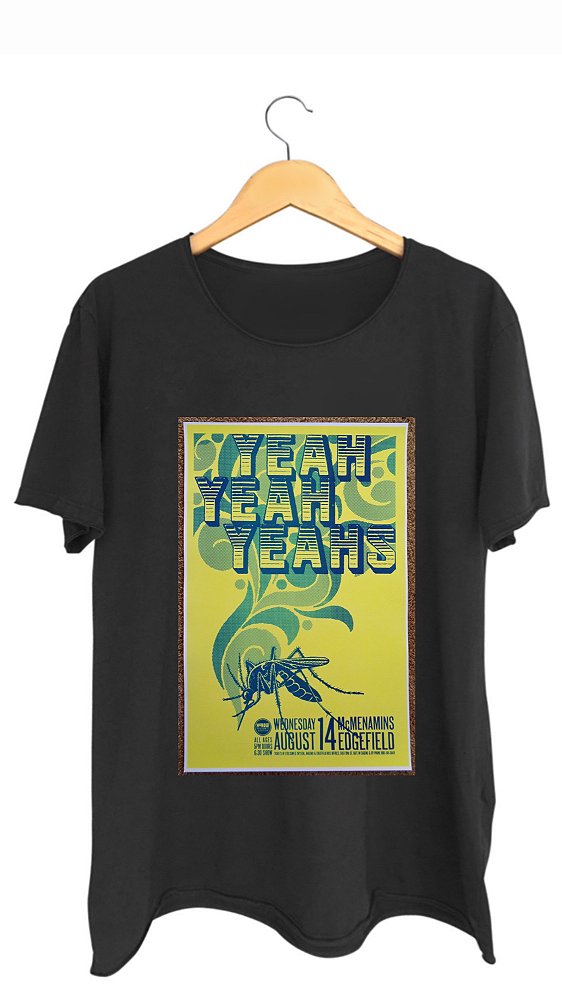 Camiseta YEAH YEAH YEAHS - 100% algodão corte a fio preta