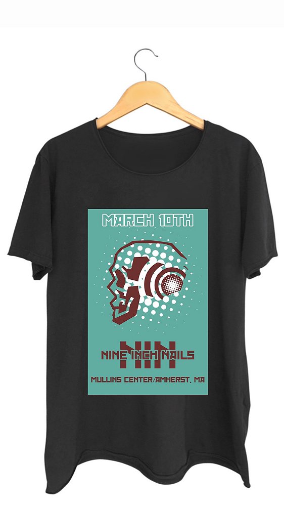 Camiseta NINE INCH NAILS - 100% algodão corte a fio preta