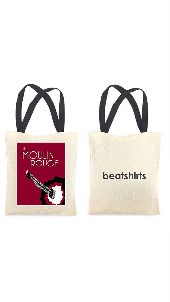 Ecobag com alça preta - 100% algodão - 30cmx40cm - MOULIN ROUGE
