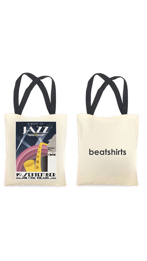 Ecobag com alça preta - 100% algodão - 30cmx40cm - JAZZ