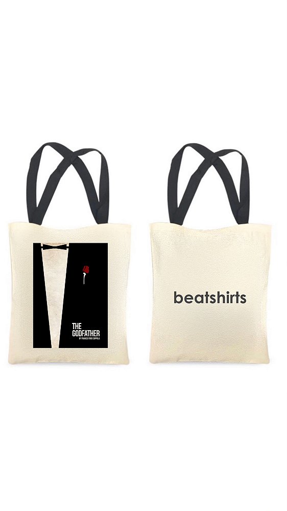 Ecobag com alça preta - 100% algodão - 30cmx40cm - THE GODFATHER