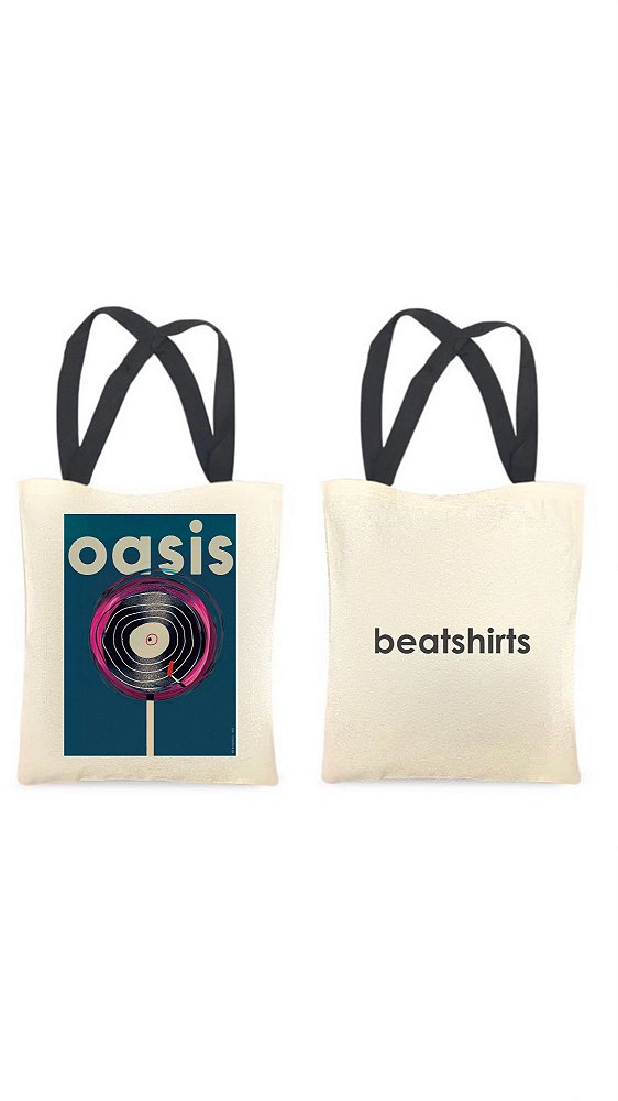 Ecobag com alça preta - 100% algodão - 30cmx40cm - OASIS