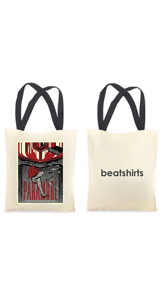 Ecobag com alça preta - 100% algodão - 30cmx40cm - PARAMORE