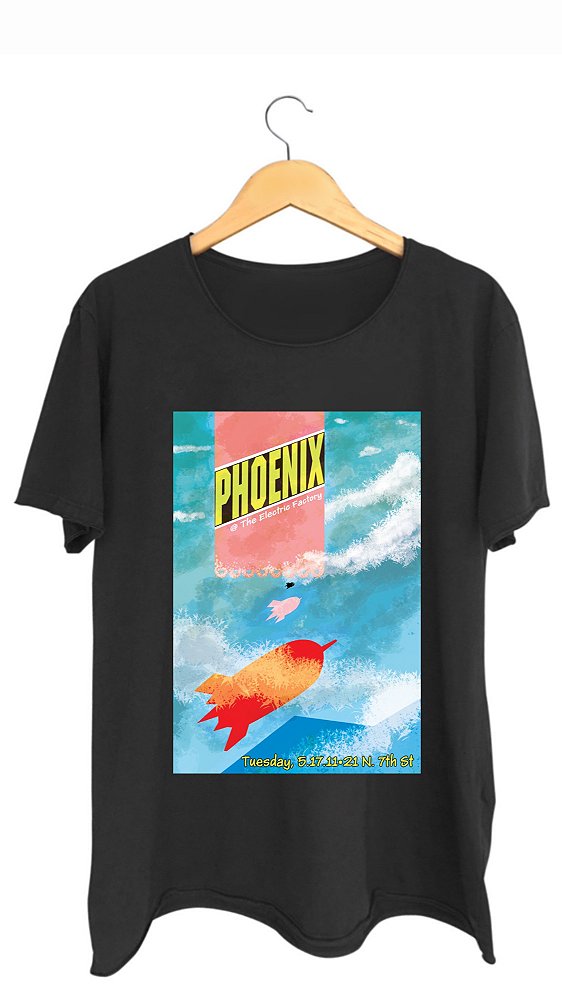 Camiseta PHOENIX - 100% algodão corte a fio preta