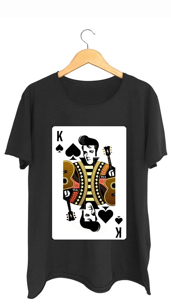 Camiseta ELVIS - 100% algodão corte a fio preta