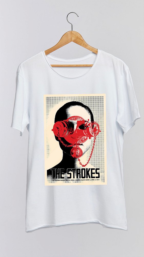 Camiseta THE STROKES II - 100% algodão corte a fio branca