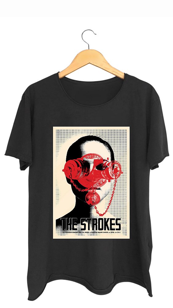 Camiseta THE STROKES II - 100% algodão corte a fio preta