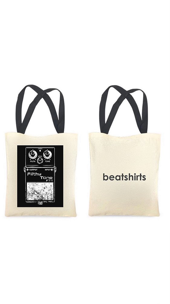 Ecobag com alça preta - 100% algodão - 30cmx40cm - FILTHY TONE