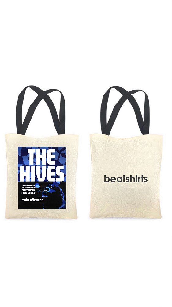 Ecobag com alça preta - 100% algodão - 30cmx40cm - THE HIVES