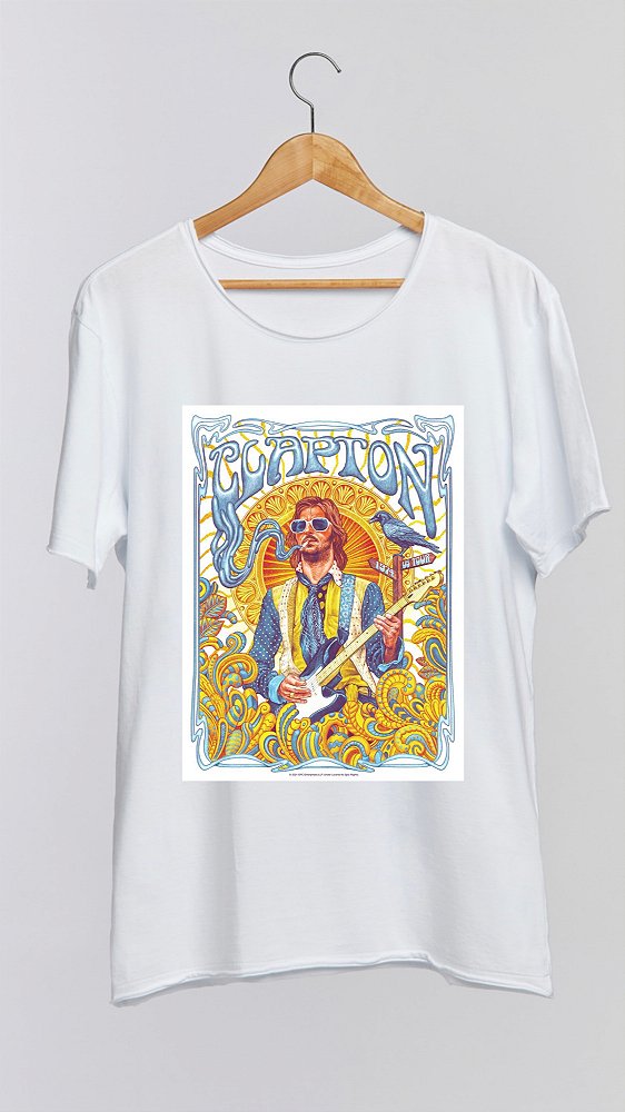 Camiseta ERIC CLAPTON - 100% algodão corte a fio branca