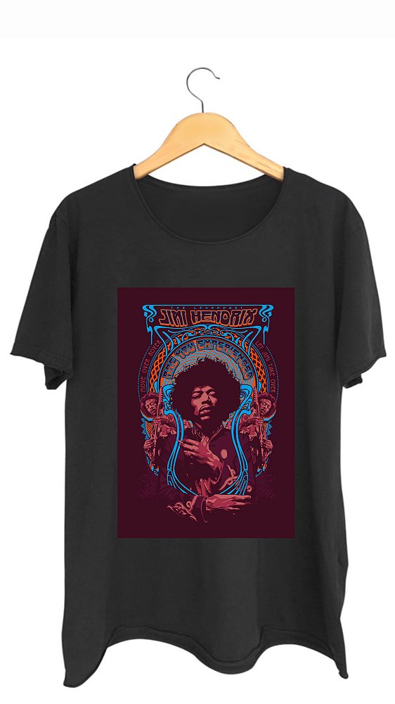 Camiseta JIMI HENDRIX - 100% algodão corte a fio preta