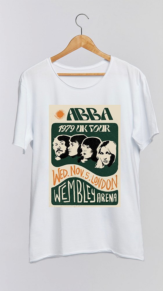 Camiseta ABBA - 100% algodão corte a fio branca