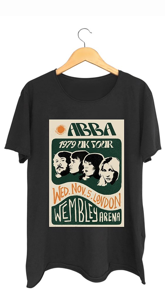 Camiseta ABBA - 100% algodão corte a fio preta