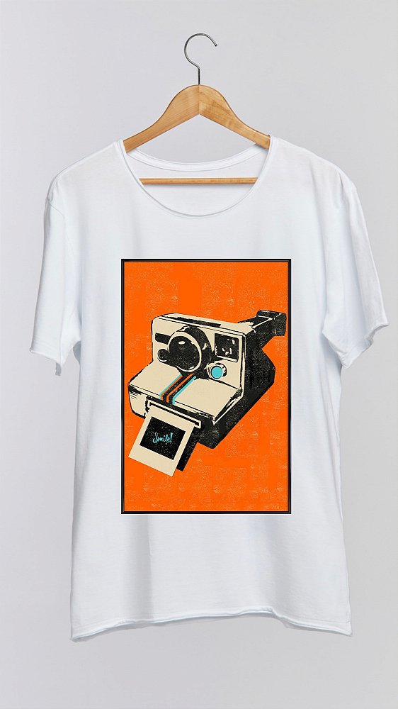 Camiseta POLAROID - 100% algodão corte a fio branca