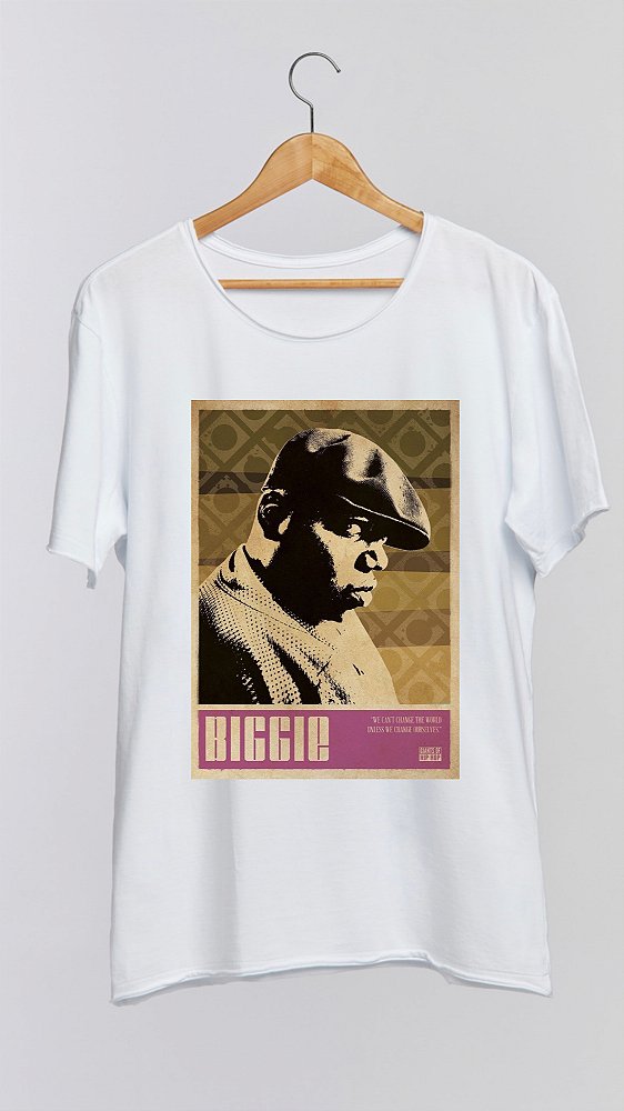 Camiseta BIGGIE - 100% algodão corte a fio branca