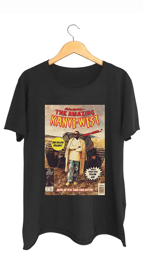 Camiseta KANYE WEST - 100% algodão corte a fio preta