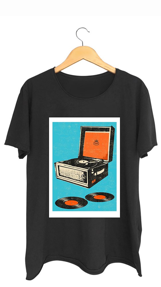 Camiseta VITROLA - 100% algodão corte a fio preta