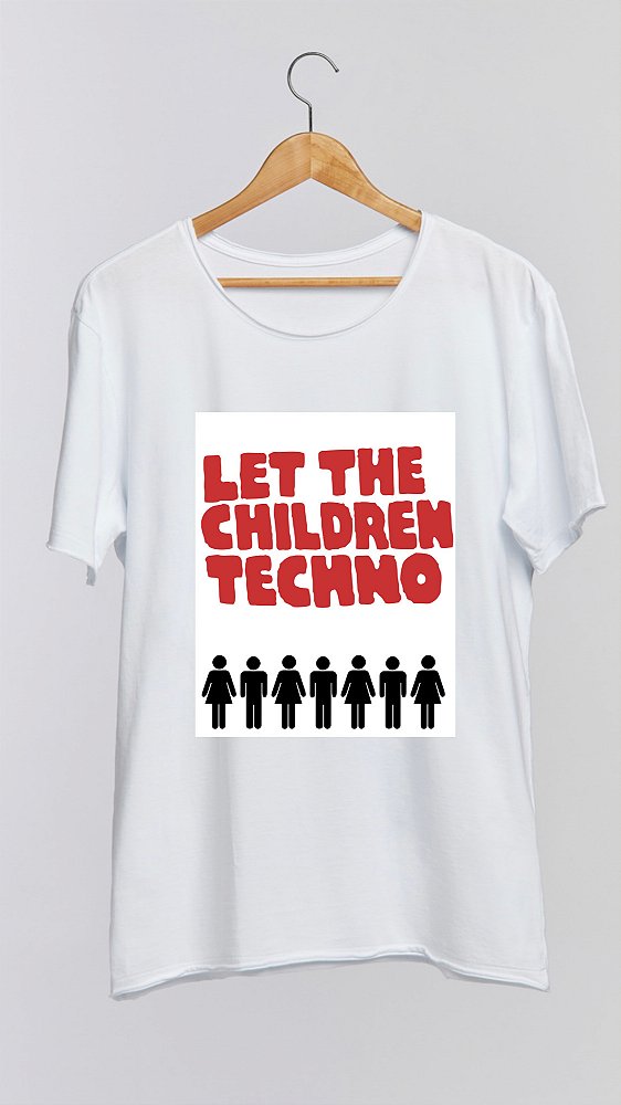 Camiseta CHILDREN TECHNO - 100% algodão corte a fio branca
