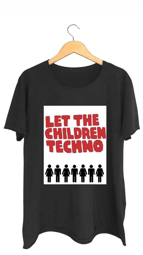 Camiseta CHILDREN TECHNO - 100% algodão corte a fio preta