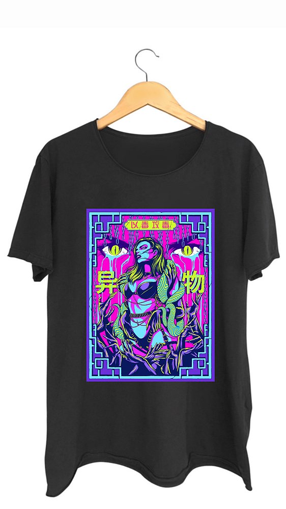 Camiseta SNAKE - 100% algodão corte a fio preta