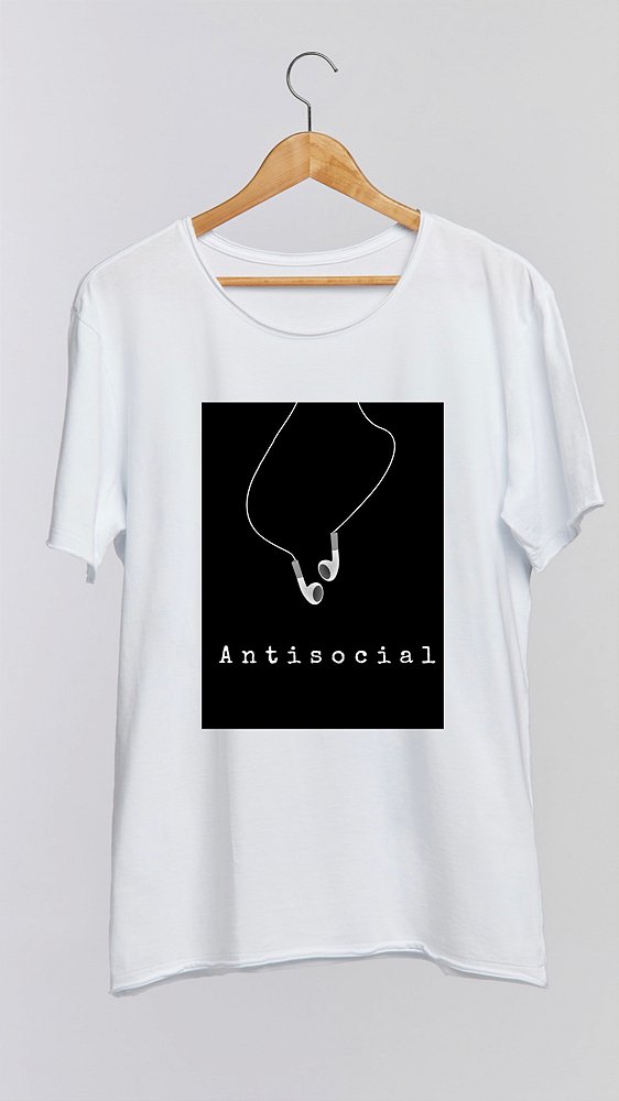 Camiseta ANTISOCIAL - 100% algodão corte a fio branca