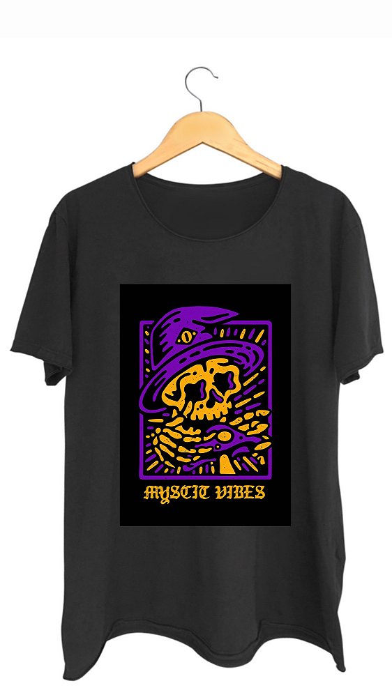 Camiseta MYSTIC VIBES - 100% algodão corte a fio preta