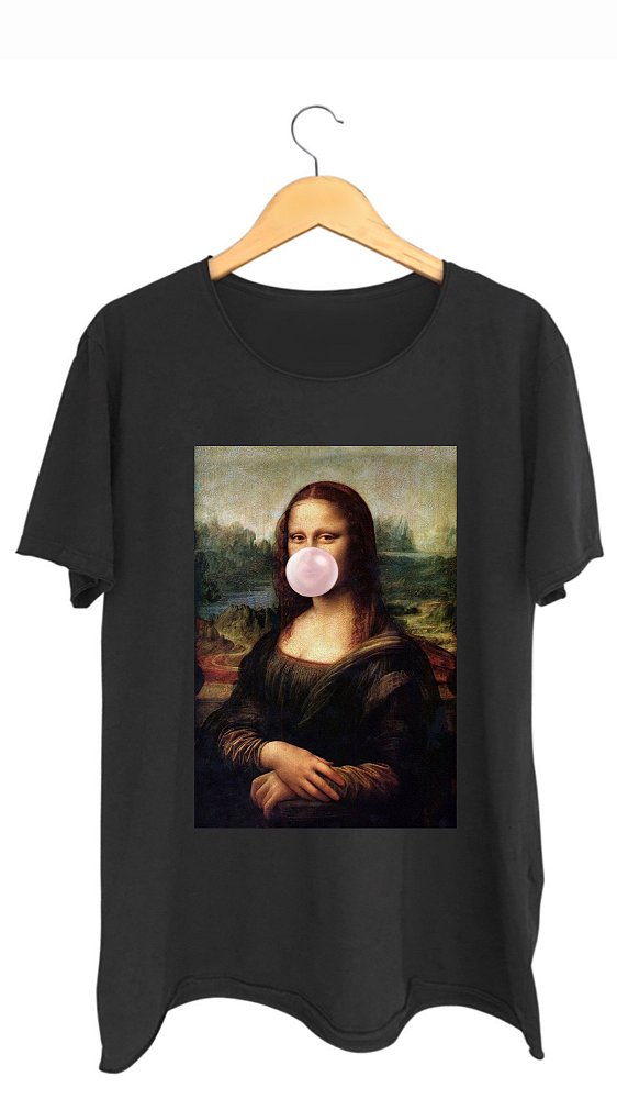 Camiseta MONA CHICLETE - 100% algodão corte a fio preta