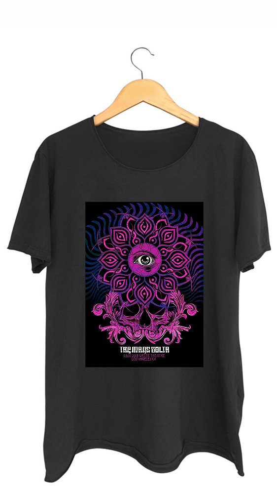 Camiseta MANDALA - 100% algodão corte a fio preta