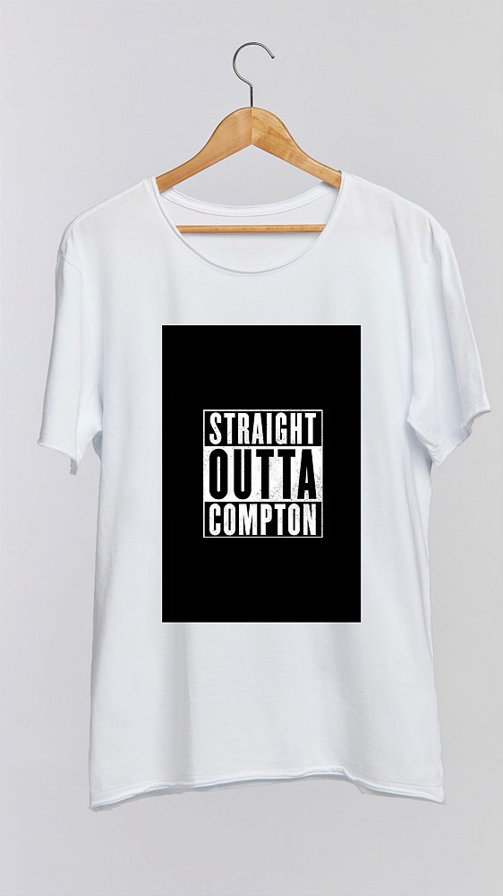 Camiseta COMPTON - 100% algodão corte a fio branca