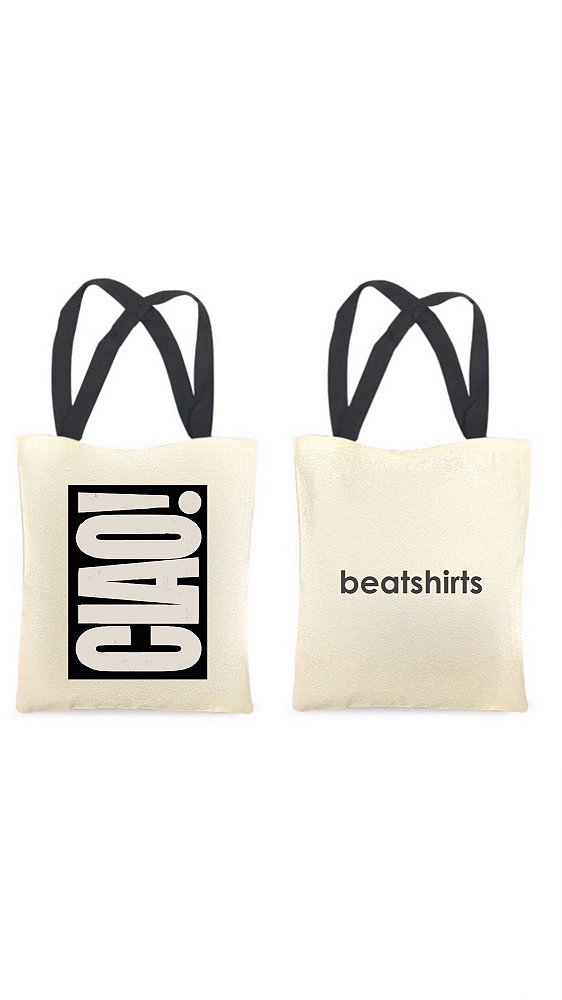 Ecobag com alça preta - 100% algodão - 30cmx40cm - CIAO