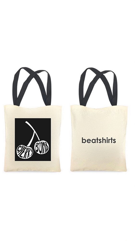 Ecobag com alça preta - 100% algodão - 30cmx40cm - CHERRY BOMB