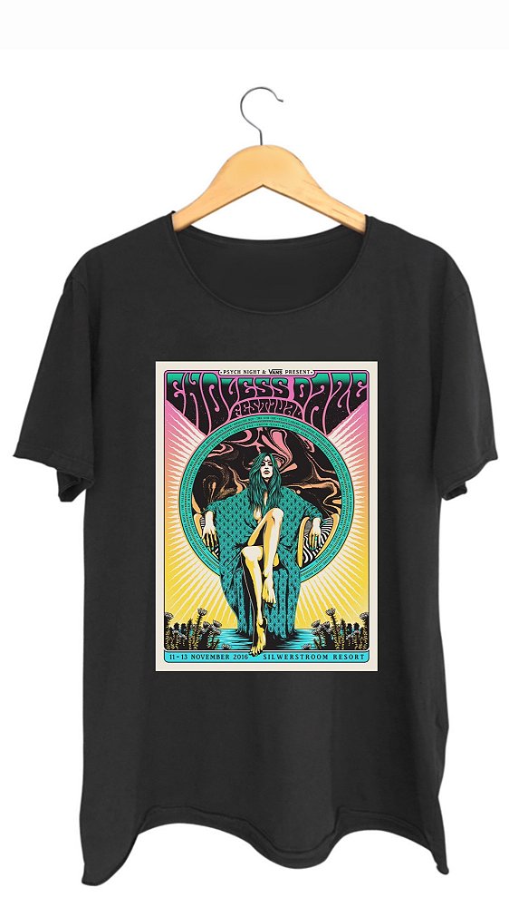 Camiseta ENDLESS DAZE - 100% algodão corte a fio preta