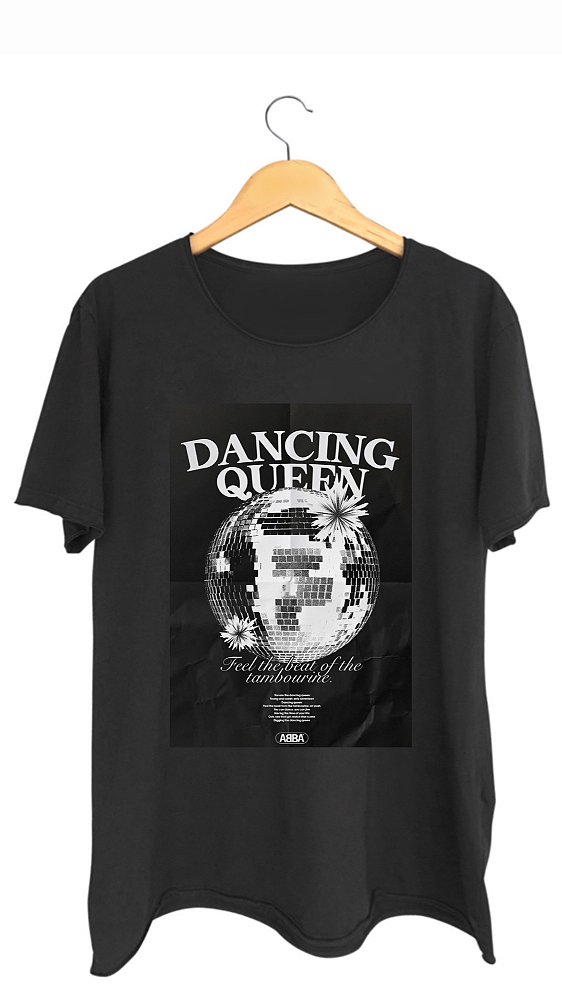 Camiseta DANCING QUEEN - 100% algodão corte a fio preta