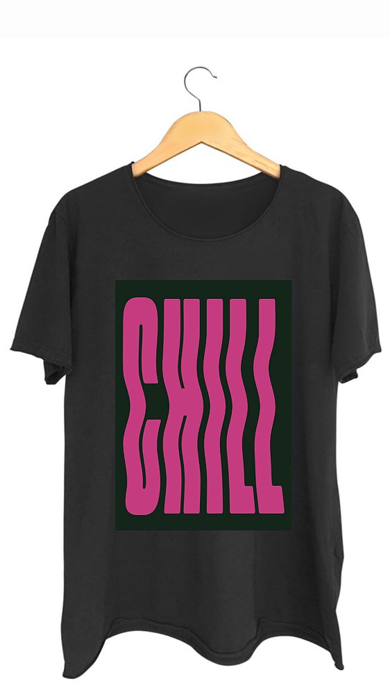 Camiseta CHILL - 100% algodão corte a fio preta