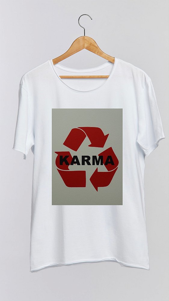 Camiseta KARMA - 100% algodão corte a fio branca